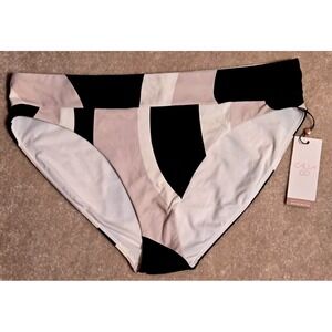 Calia Wide Band Bottom High Leg Women's XL Wavy Block Neutral NWT